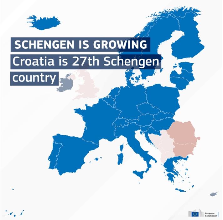 Chorvatsko - Schengen 2023 - mapa