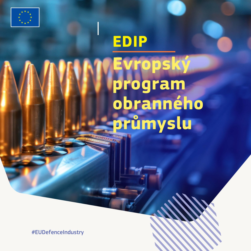 náboje a nápis EDIP - Evropský program obranného průmyslu