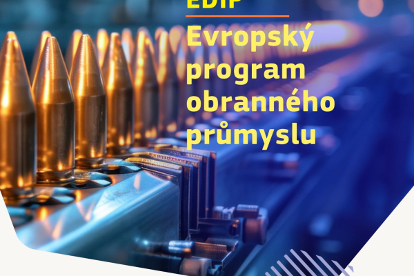náboje a nápis EDIP - Evropský program obranného průmyslu